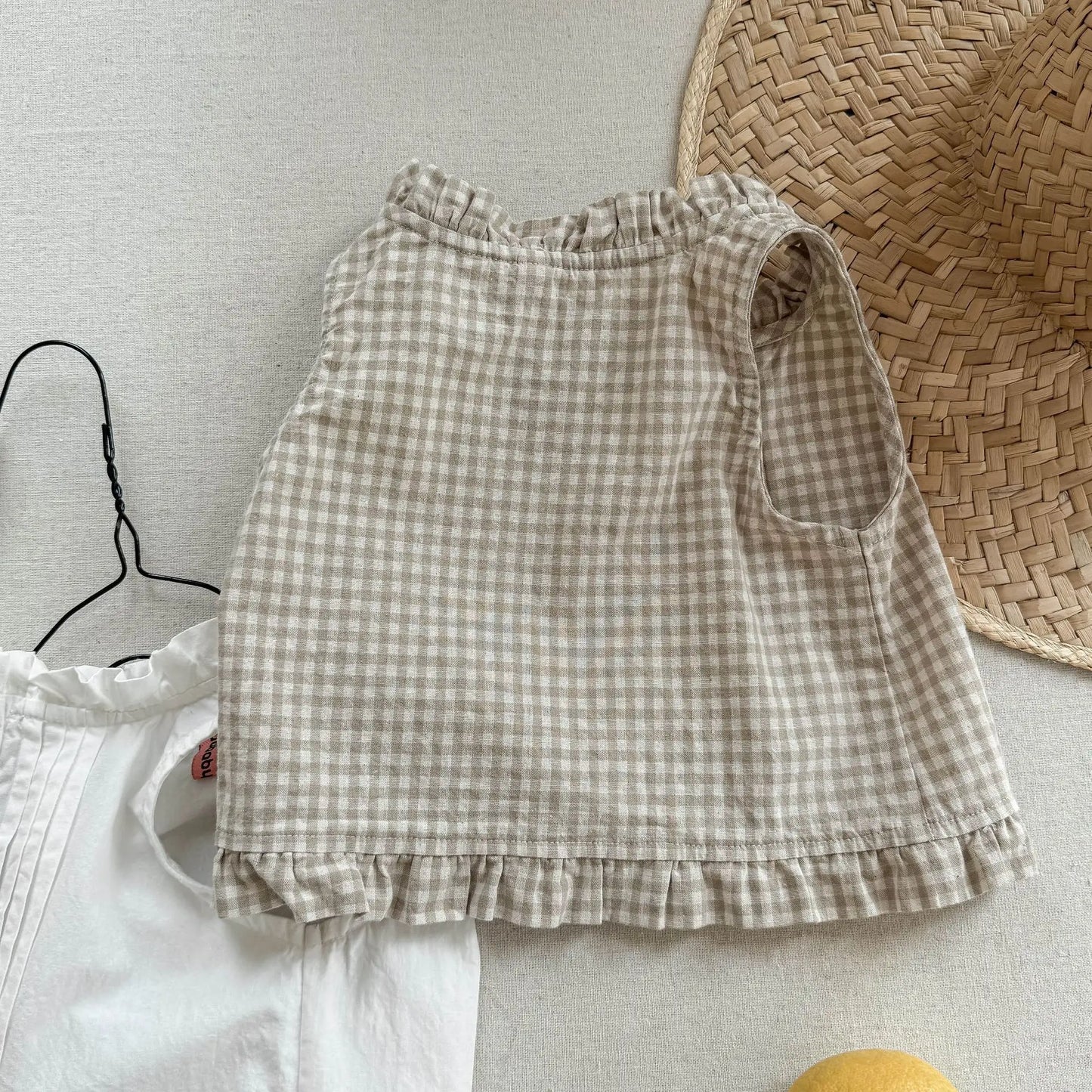2025 Summer New Girls Sleeveless Lace Shirts Children Cotton Vest Baby Girls Blouse Solid Loose Princess Tops Kids Clothes