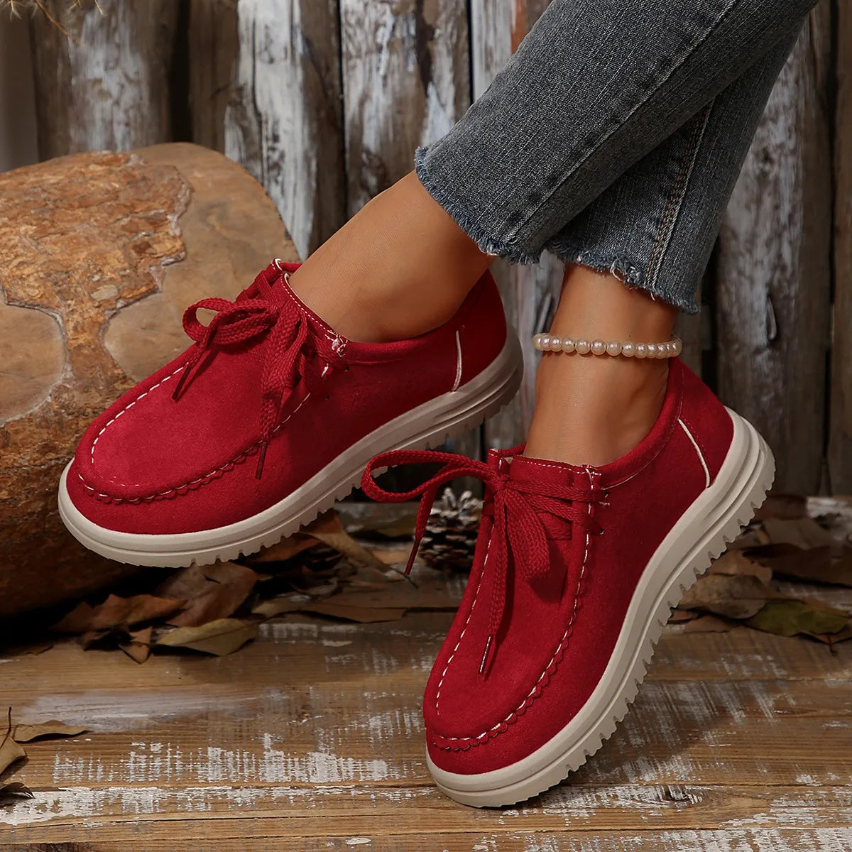 Women's Sports Shoes 2025 Spring Autumn Fashion Platform Sneakers Lace-up Round Toe Casual Comfortable Women's Shoes