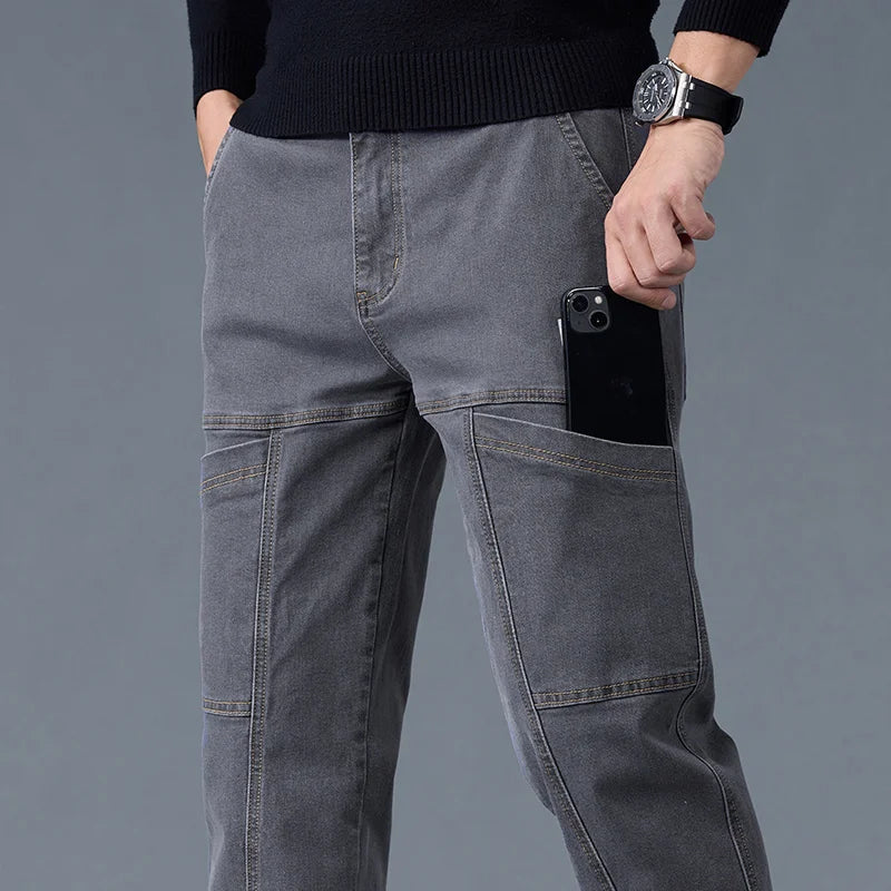Fashion Print Six-Pocket Jeans Small Straight Cut Style Men's Casual Comfortable Fit Clothing