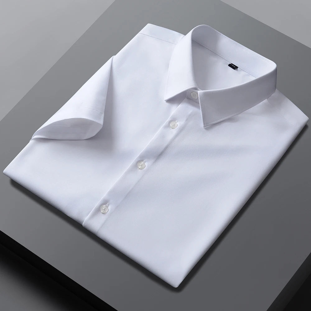 Men's Formal Business Short Sleeve Dress Shirt Wrinkle Free Regular Fit 4-Way Stretch Button Up Shirts for Spring Summer Holiday
