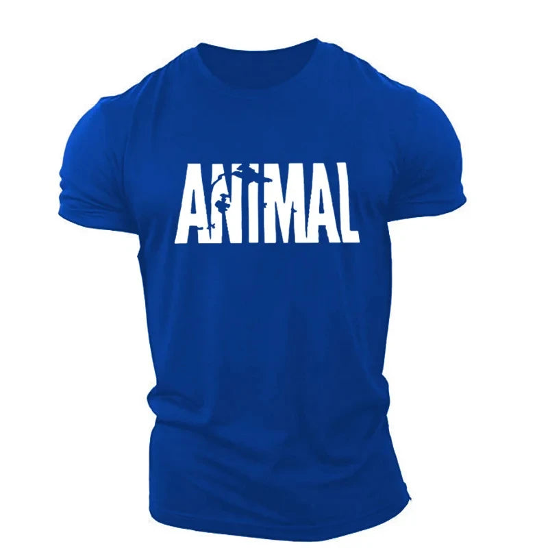 Animal Letter Minimalist Style Fashion Men's T-shirts Short Sleeve O-Neck Sportswear Oversized Gym Tops Street Men Women T Shirt