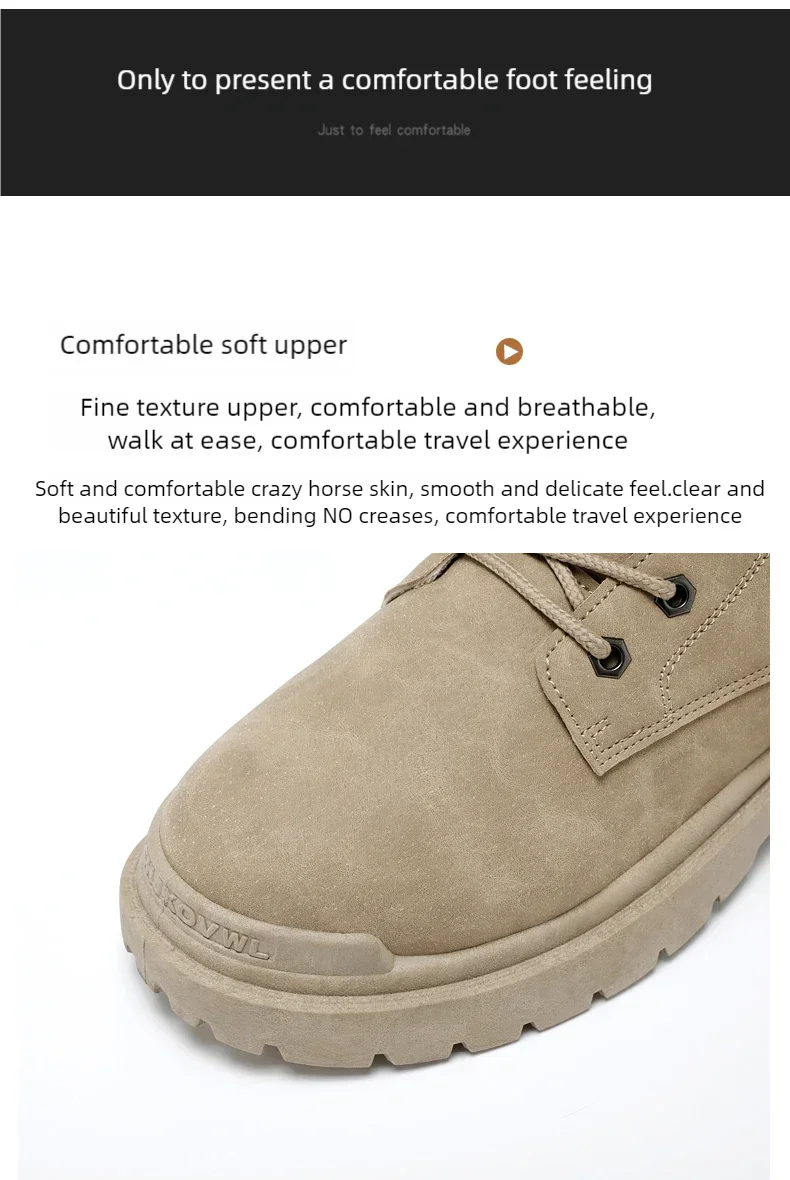 Men's Boots Fashion Motorcycle Ankle Boot New High Top Leather Boots for Men Non Slip Platform Work Safety Boot Botas Hombre