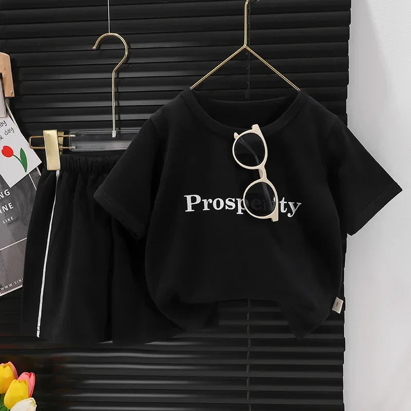 2024  Fashion Sports Casual Sets Clothes Children's Clothing New Children's Short-sleeved Suit Girls Boys T-shirt Summer Baby