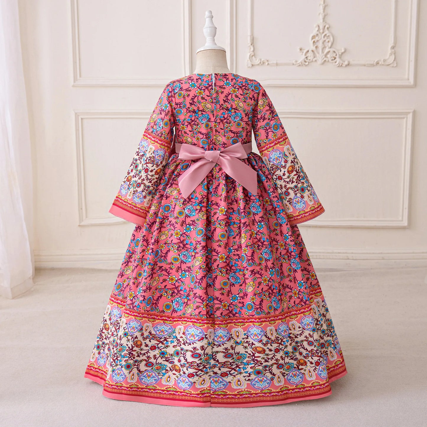 Muslim Ramadan Prayer Gowns Party Girls Dress Long Sleeve Robe Arabic Dubai Abaya Girls Dresses Eid Child Holiday Prom Costumes