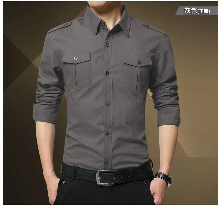 Men Shirts Tops Single Breasted Shirt Turn Down Collar Full Sleeve Casual Regular Splice Simple Slim Fit Top Autumn Winter