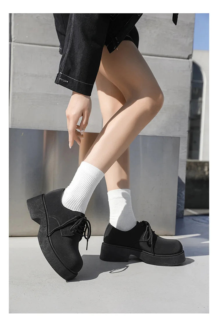 Classic British-Style Round-Toe Leather Shoes Non-Slip Comfortable Casual Dress Shoes Solid-Color Footwear for Youth Streetwear