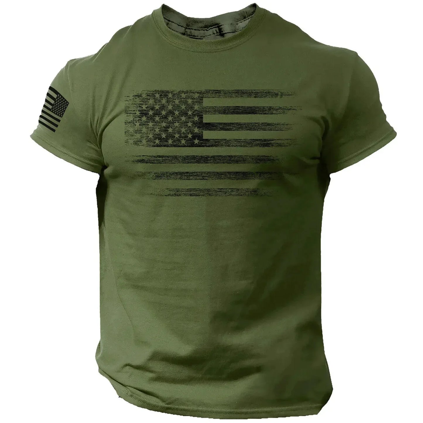 2024 New Gym T-shirt for Men 3d Print USA Flag T Shirt Oversized Casual Short-sleeved Summer Sportswear Men's Clothing Tees Tops