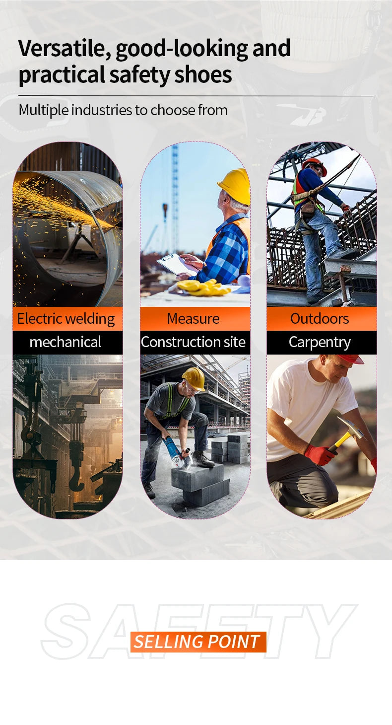 Men's High Top Work Safety Boots with Steel Toe - Anti-Smash, Durable, Protective & Comfortable for Industrial and Outdoor Use