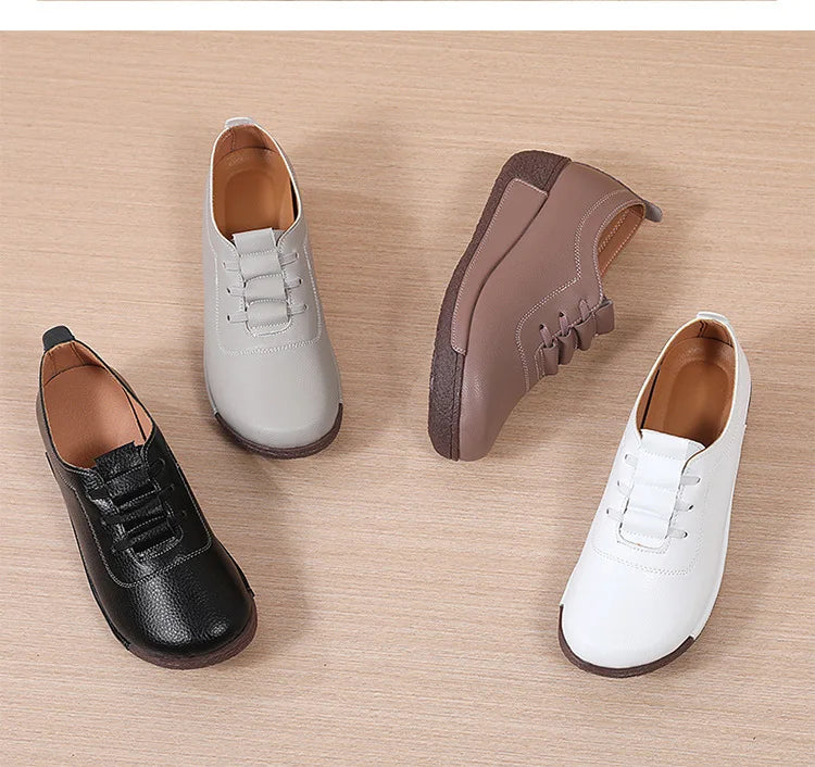 2025 Women Casual Shoes Genuine Leathe Platform Loafers for Women Wedge Sneakers Zapatos Mujer Fashion Slip on Ladies Moccasins