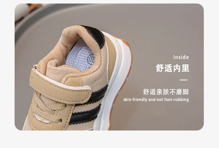 Children's Sneakers 0-8 Years Old Blue Leather Boys Girls Single Shoes Four Seasons Models Soft Non-slip Kids Walking Shoes