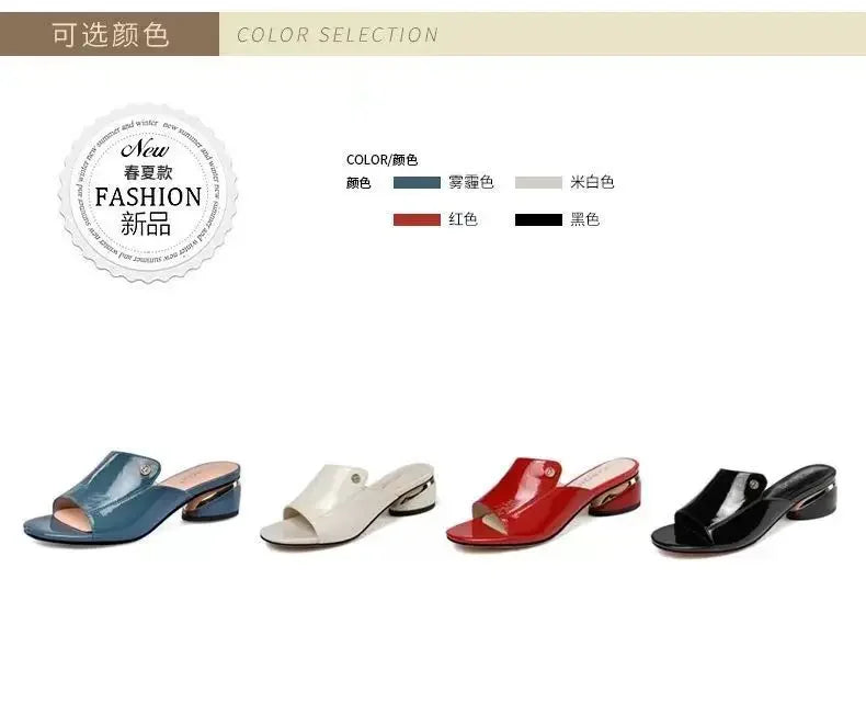 Women's Shoes Fashion Red Sexy Womens Slippers PU Soft Leather Ladies Comfortable Sandals Suitable for Girls Pantuflas Mujer