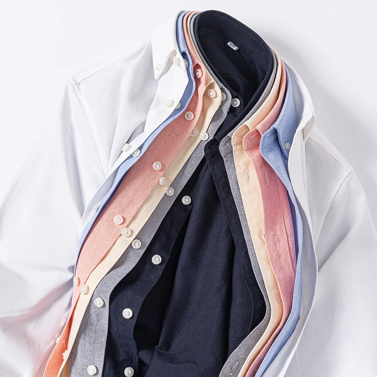 Men's Hard-wearing Comfortable 100% Cotton Long Sleeve Dress Shirt with Pocket, Spring Autumn Casual Oxford Button-Down Shirts