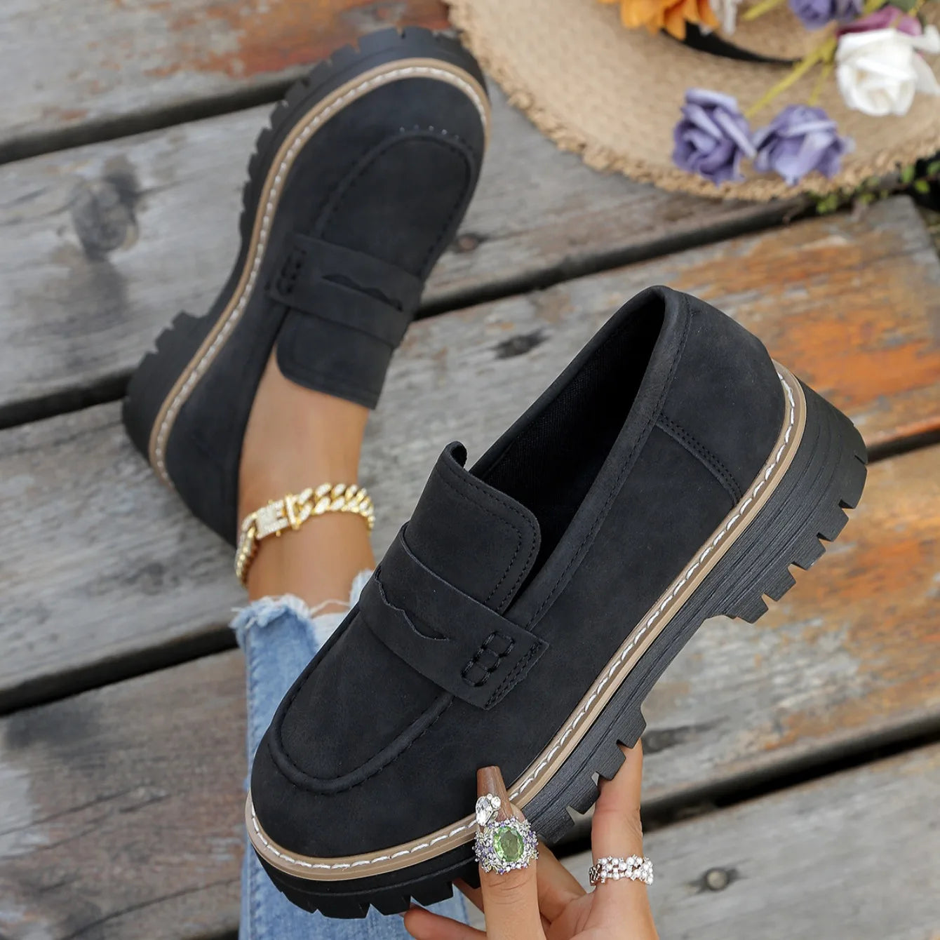 2025 New Women Loafers Comfortable Outdoor Sneakers Non-slip Thick Bottom Shoes Spring Autumn Flat  Shoes Women Zapatos De Mujer