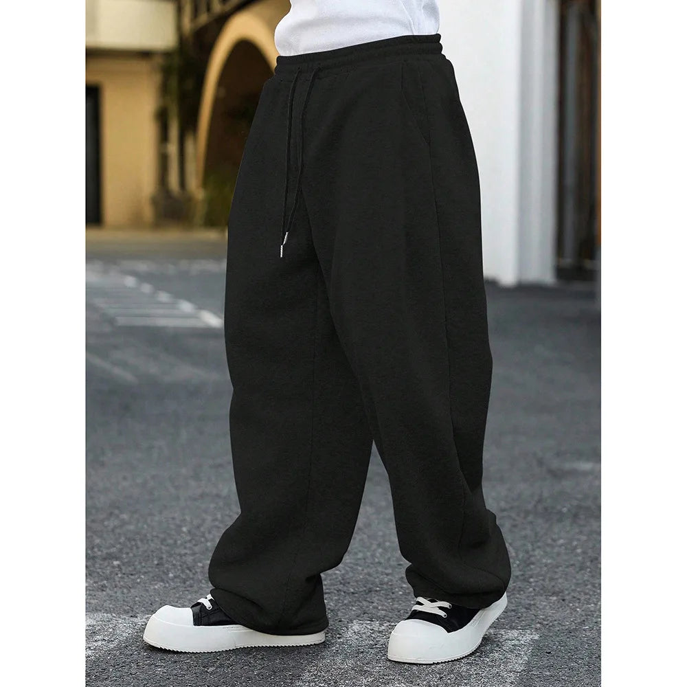 American Style Casual Pants Men Spring Autumn New Straight Leg Sport Sweatpants Drawstring Slim Wide Leg Long Pants