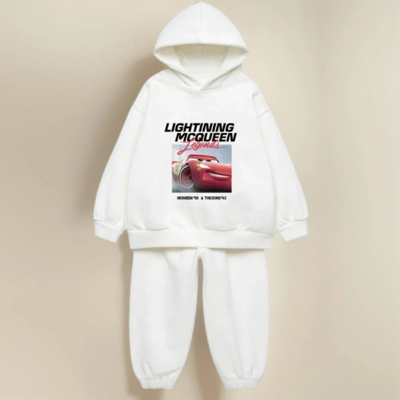 Kids Disney Princess And McQueen Hoodie Outfit Spring Autumn Loose Casual Hooded Top + Pants Two Piece Set Children Costume Suit