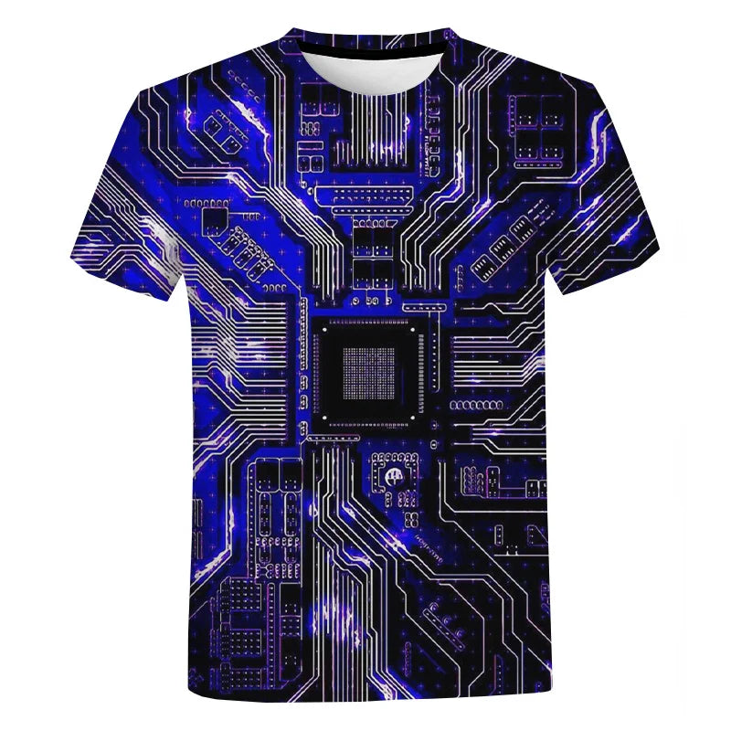 New Circuit Board Graphic T-Shirts Electronic Chip 3D Print Men's Woman Short Sleeve T Shirt Harajuku Tops Tees Unisex Clothing