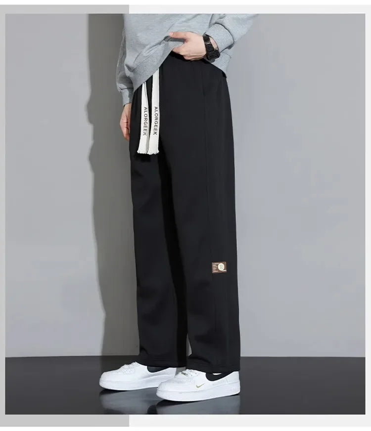 Men's Casual Pants, Men's Spring and Autumn New Style, Hanging Solid Color Sports Pants, Men Loose Straight Leg Wide Leg Pants