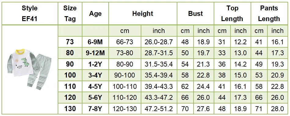 Cotton Kids Pajamas Set for Boys Girls Autumn and Winter Cartoon Sleeping Loungewear Children Night Sleepwear Home Wear Clothes