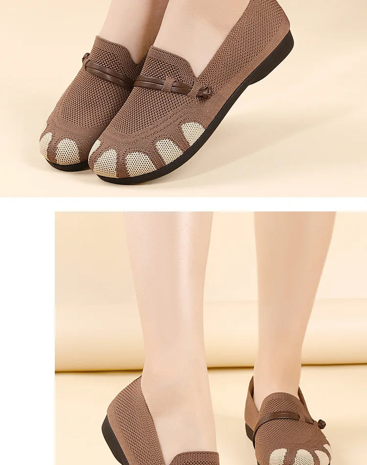 Women's shoes 2025 spring/summer new style shallow mouth flat bottom mother's shoes breathable mesh shoes comfortable loafers