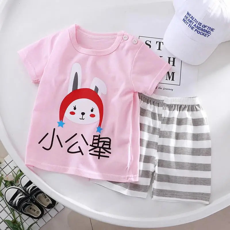 2022 New Summer Infants Clothes Short Sleeve T-shirt+shorts 2-piece For Baby Boys Girls Kids Outfit Children's Clothing Sets
