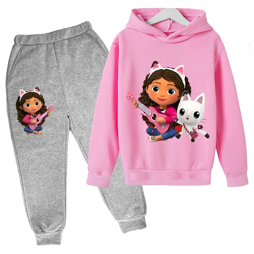 Kids Gabby Cats Hoodie Toddler Girls Gabbys Dollhouse Clothes Baby Boys Long Sleeve Sweatshirt Sets Autumn Children's Clothing