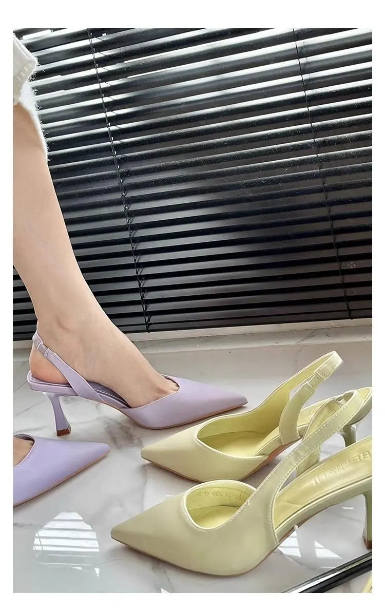 2025 New Summer Women's Shoes Fashion Women's Pumps Pointed Toe High Heels Shallow Women's Sandals Shoes for Women Zapatos Mujer