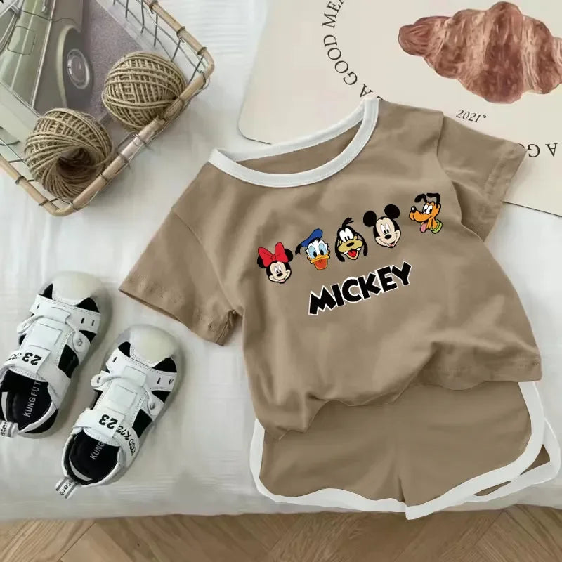 Children Clothing Sets Spring Autumn Baby Boys Girls Mickey Mouse Minnie Cotton Denim Jacket Coat + Jeans Pants 2pce Casual Suit