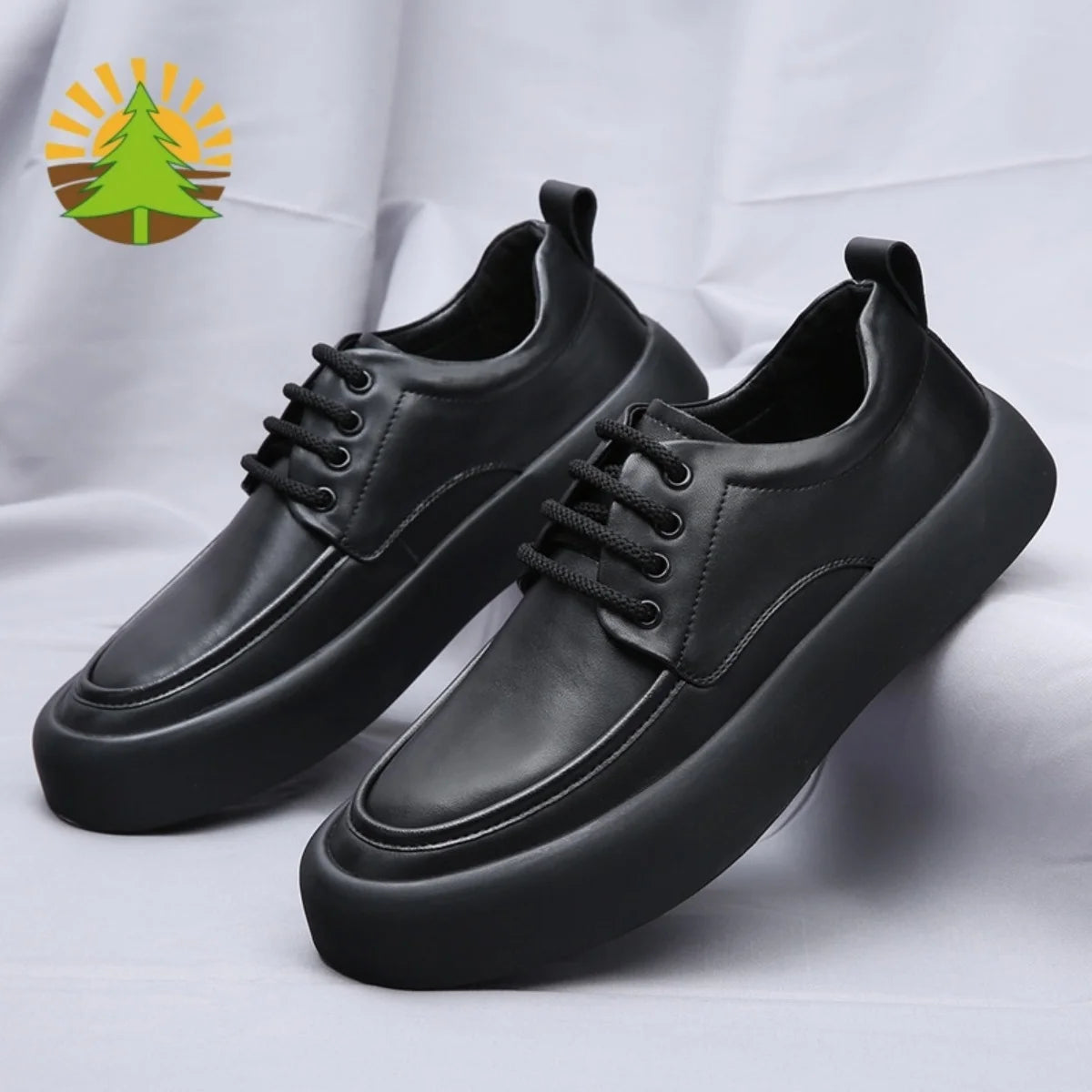 Men's Shoes 2025 Autumn New Trendy British Style Round-Toe Thick-Soled Derby Shoes Genuine Leather Black Formal Casual Leather Shoes, High-End Business Men's Shoes All-Season Soft-Soled Anti-Odor Leather Shoes Men's Korean St