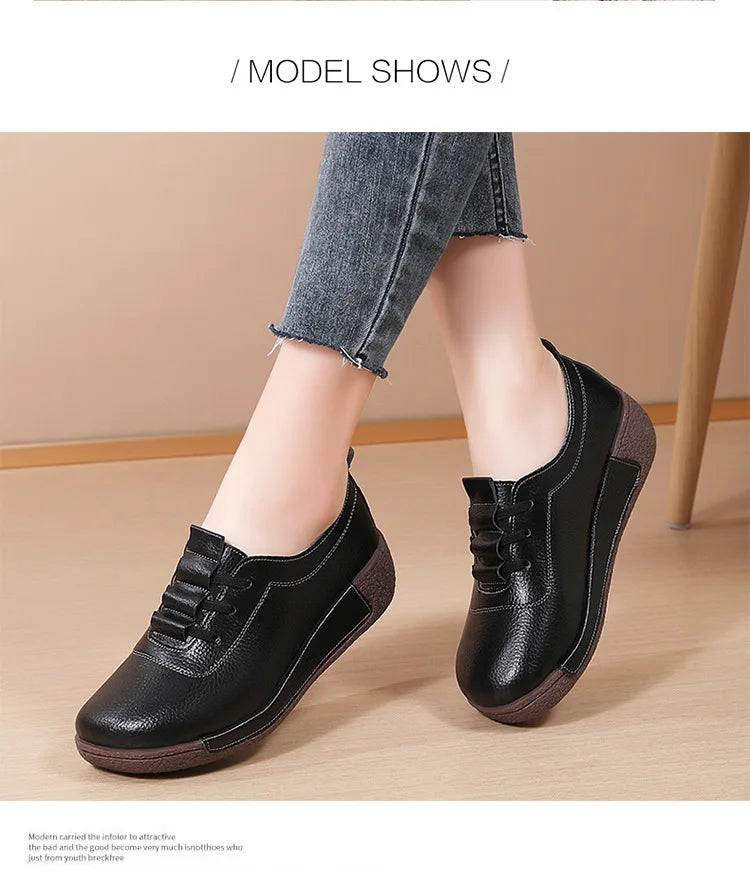 2025 Women Casual Shoes Genuine Leathe Platform Loafers for Women Wedge Sneakers Zapatos Mujer Fashion Slip on Ladies Moccasins