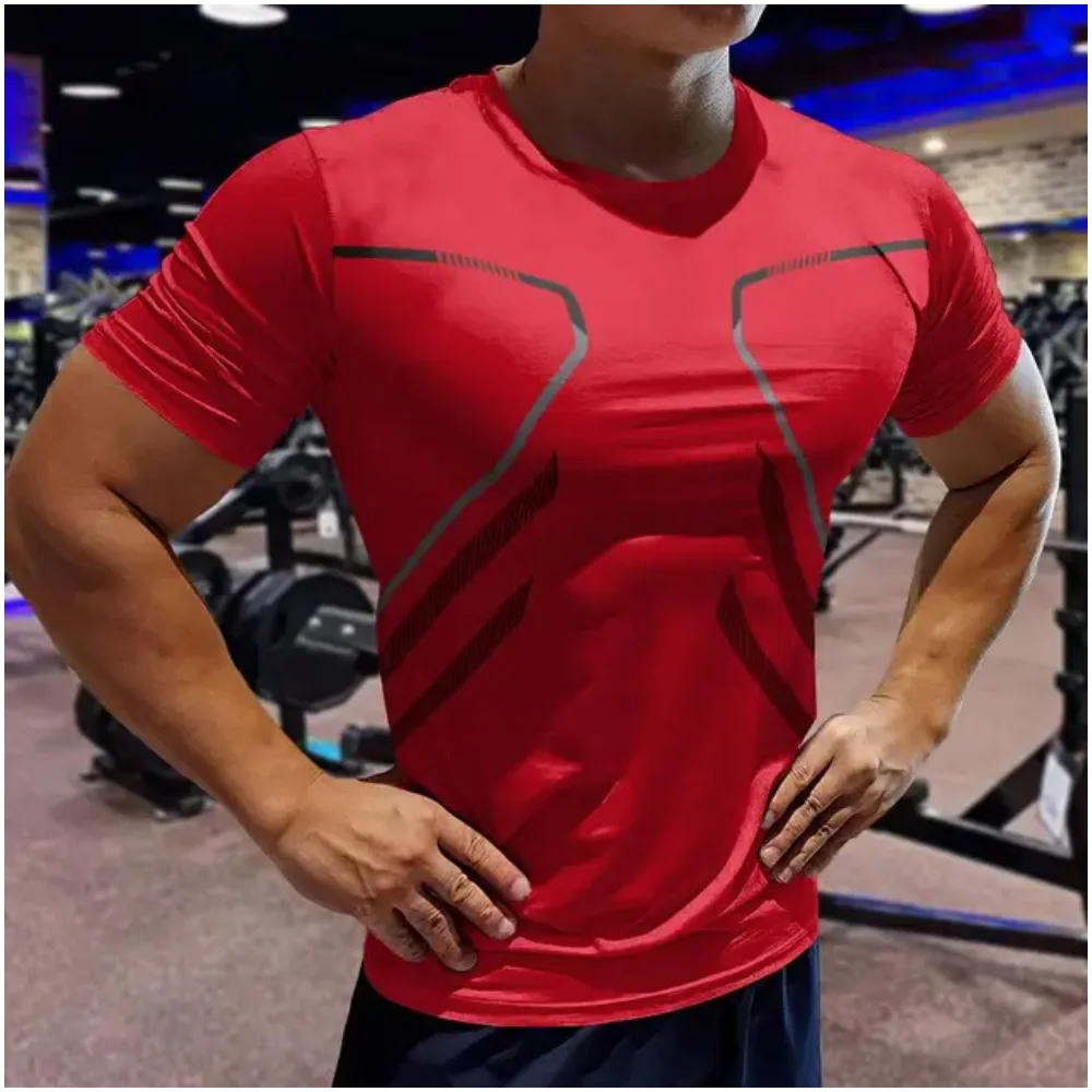Gym Men's T Shirt Sports Fitness Clothes Casual Short Sleeve Tees Quick Drying Running Sportwear Men Oversized Clothing Tops New