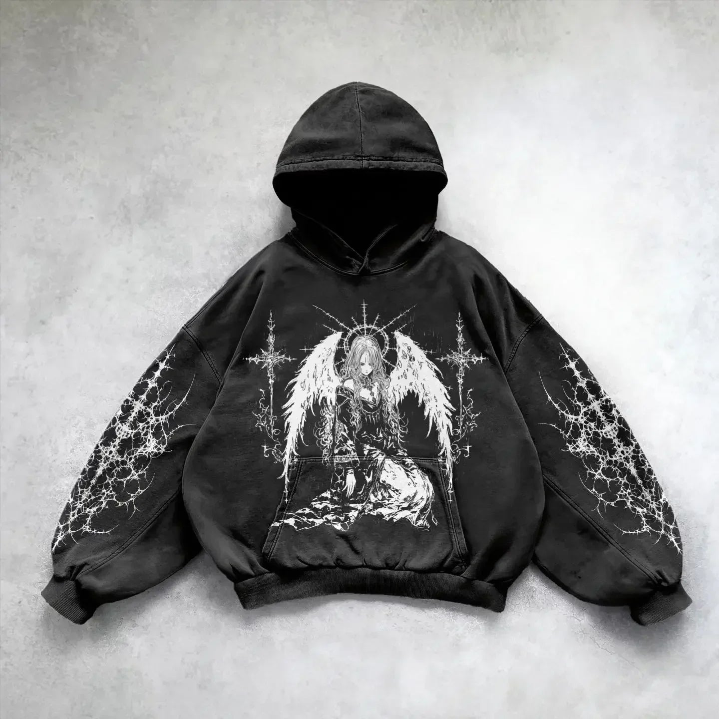 Y2K Harajuku Gothic Retro Oversize Hoodie Men Women Fashion Embroidery Jacket Hip Hop Sweatshirt Coat Selling Personality Coat