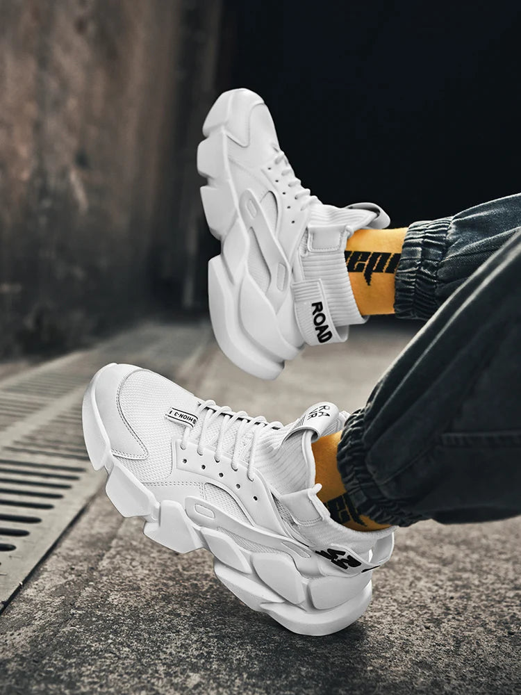 Shoes for Men New High-top Beige Men Sneakers Chunky Men Shoes Heighten Fashion Casual Plus Size Damping Tennis Shoes Zapatillas