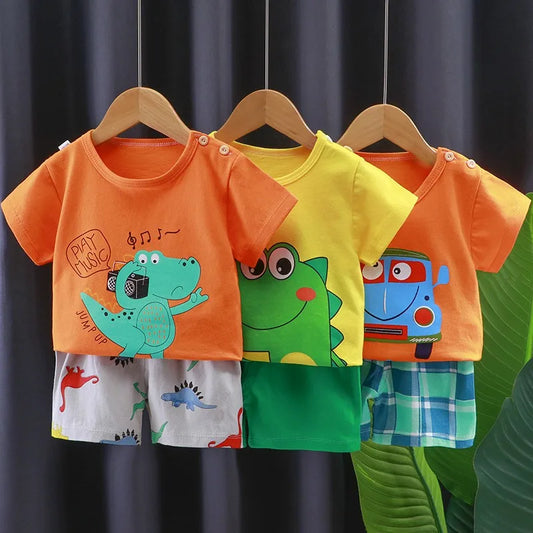 2022 New Summer Infants Clothes Short Sleeve T-shirt+shorts 2-piece For Baby Boys Girls Kids Outfit Children's Clothing Sets
