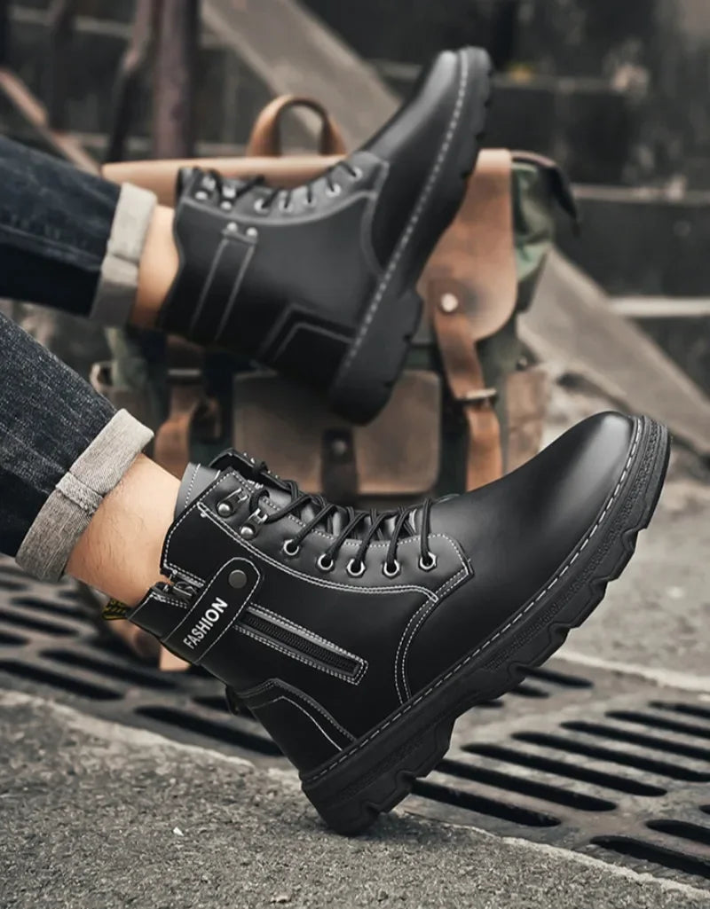 Men's Works Boots Spring Autumn Anti-slip Waterproof Male Sneakers Desert Tactical Boots Outdoor Travel Wear-resistant Man Shoes