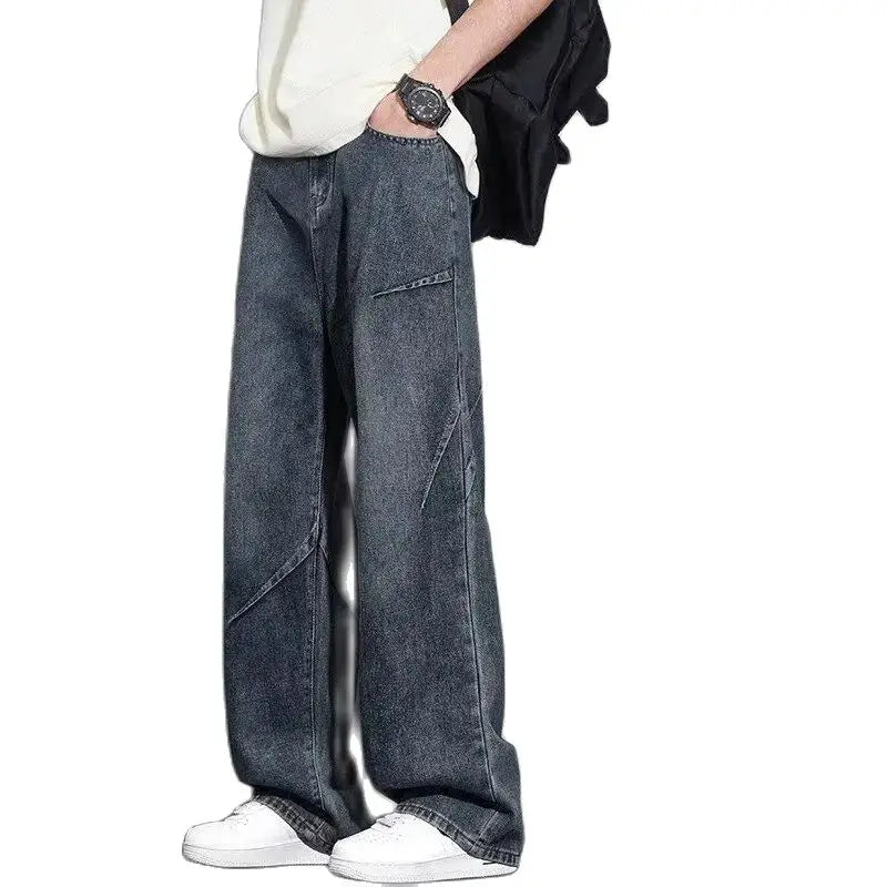 2025 new jeans men's spring and autumn retro loose straight leg casual pants American fashion brand high street curved knife pan