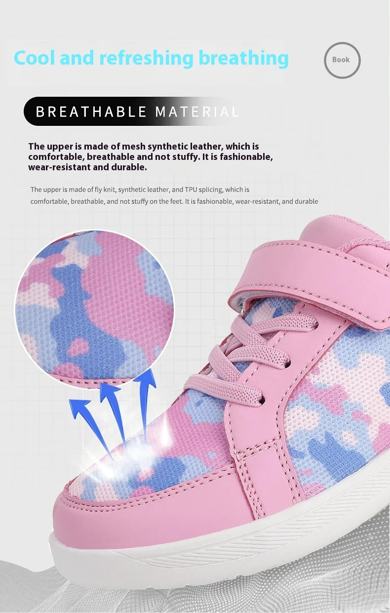 New Kids Wide Toe Barefoot Shoes Little/Big/Kid Hook Loop Minimalist Sneakers Artificial Leather Mesh Lightweight Shoes