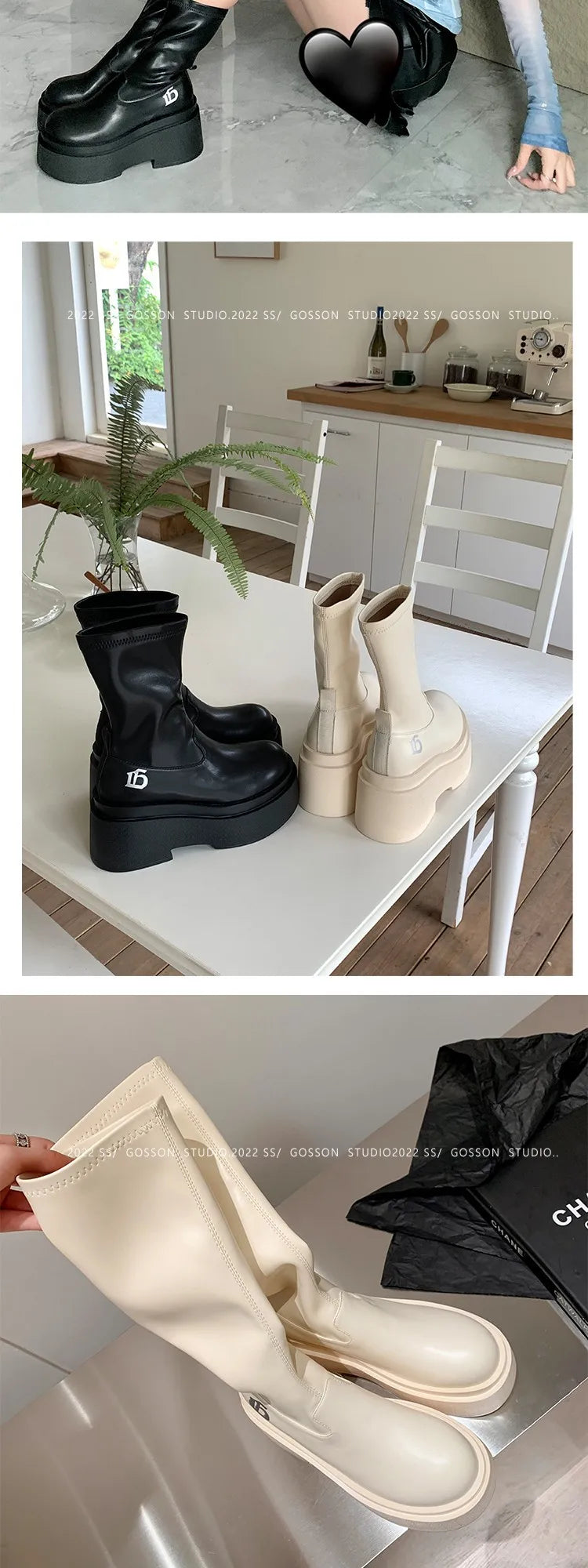Brand New Gothic Style Sexy Elegant Chunky Platform Women Ankle Boots Big Size 43 Walking Comfy Woman Shoes  Platform Shoes