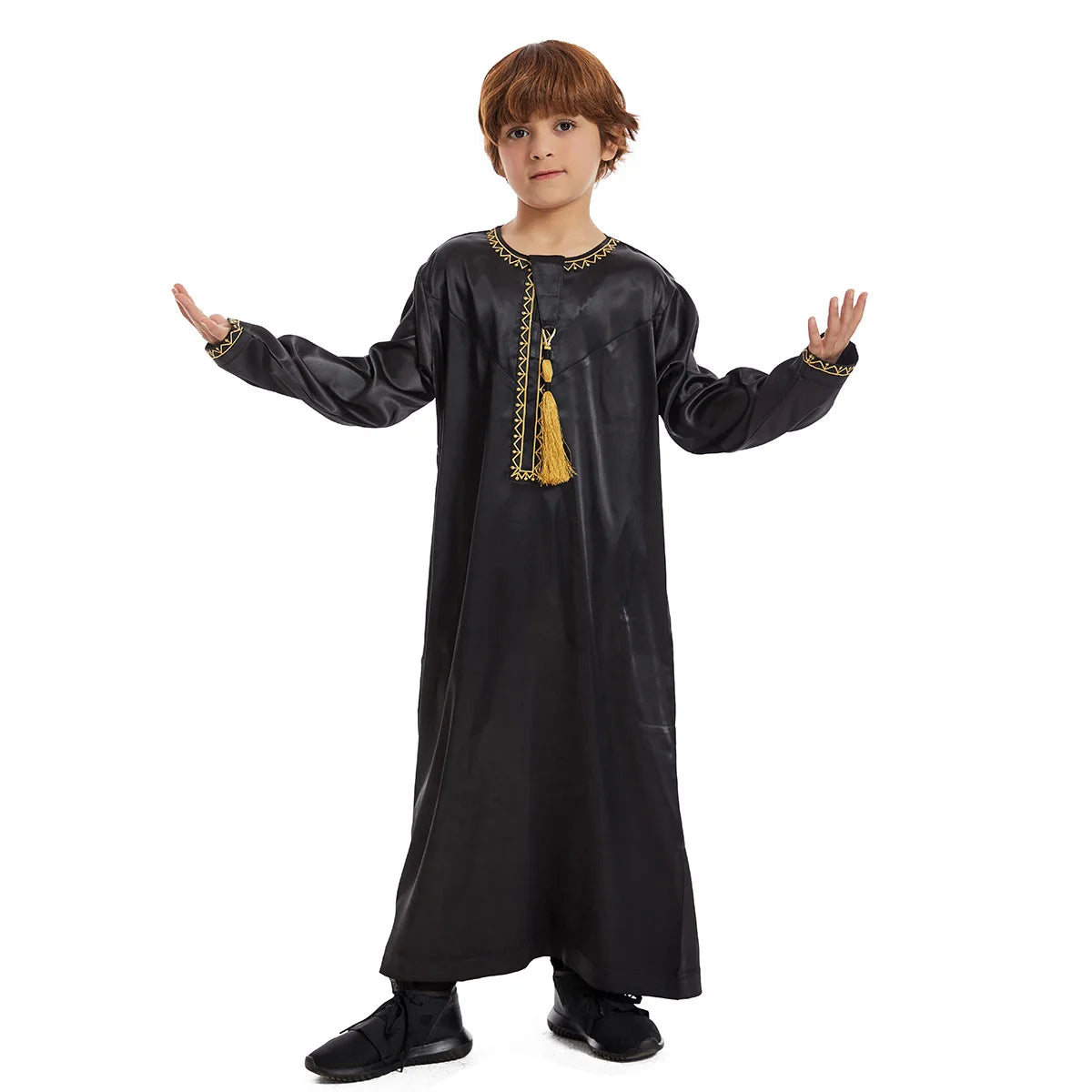 Eid Muslim Children Abaya Ramadan Jubba Prayer Thobe Boy Kids Abayas Islam Long Robe Gown Kaftan Dubai Arab Tassel Dishdasha