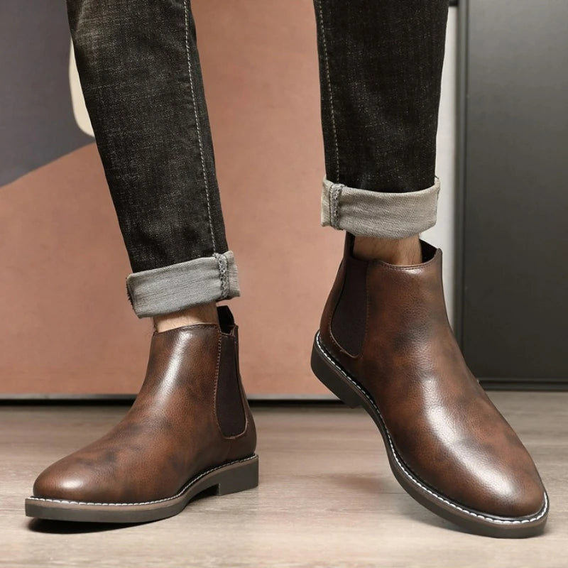 Men's Boots Fashion Chelsea Boots New Business Male Ankle Boots High Top Casual Leather Boot Plus Size British Style Dress Boot