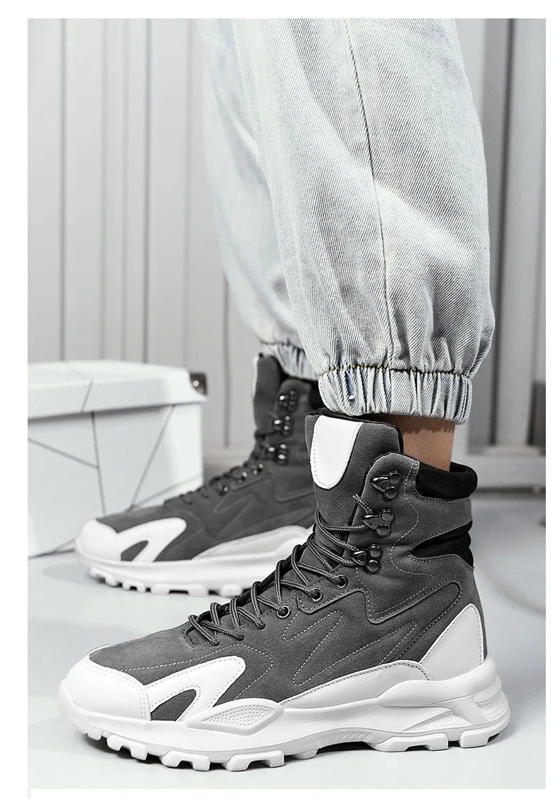 Fashion Men's Boots Comfortable Men Casual Shoes Breathable High Top Sneakers for Outdoor Non Slip Ankle Boots Platform Sneakers