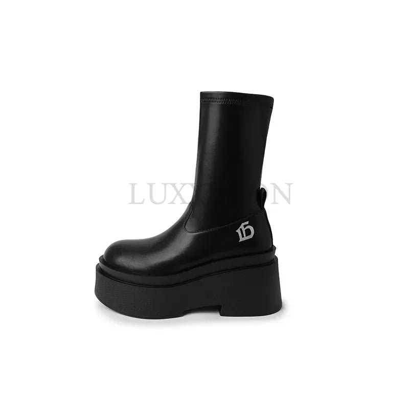 Brand New Gothic Style Sexy Elegant Chunky Platform Women Ankle Boots Big Size 43 Walking Comfy Woman Shoes  Platform Shoes