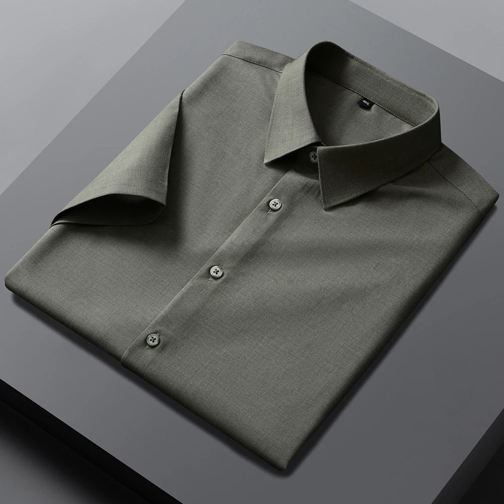 Men's Formal Business Short Sleeve Dress Shirt Wrinkle Free Regular Fit 4-Way Stretch Button Up Shirts for Spring Summer Holiday