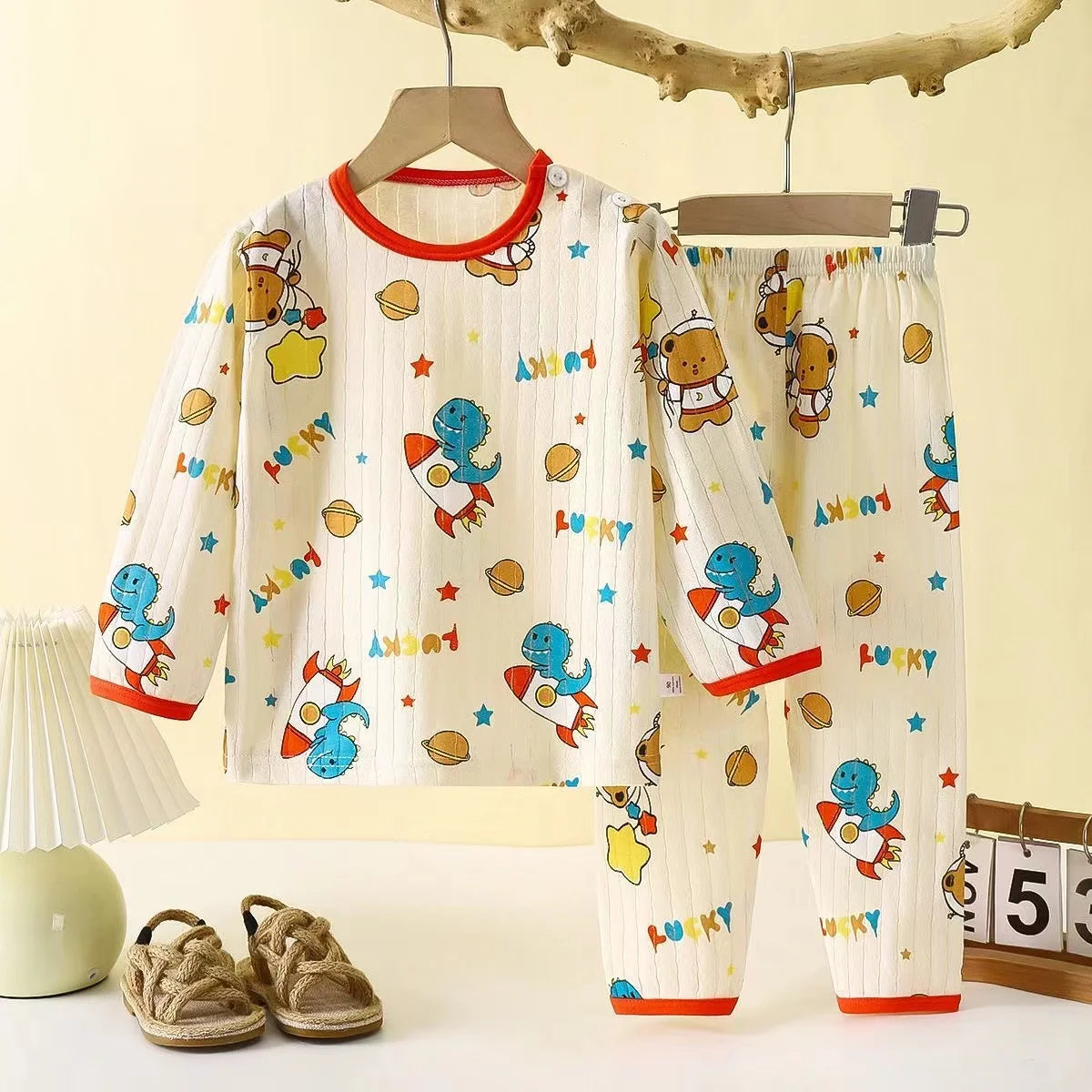 Children Sets Cotton Kids Clothes Long/Short Sleeve Home  Sleepwear Children's Clothing Boy Girl Autumn winter Tops Pants Suits
