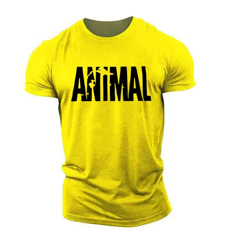 Animal Letter Minimalist Style Fashion Men's T-shirts Short Sleeve O-Neck Sportswear Oversized Gym Tops Street Men Women T Shirt