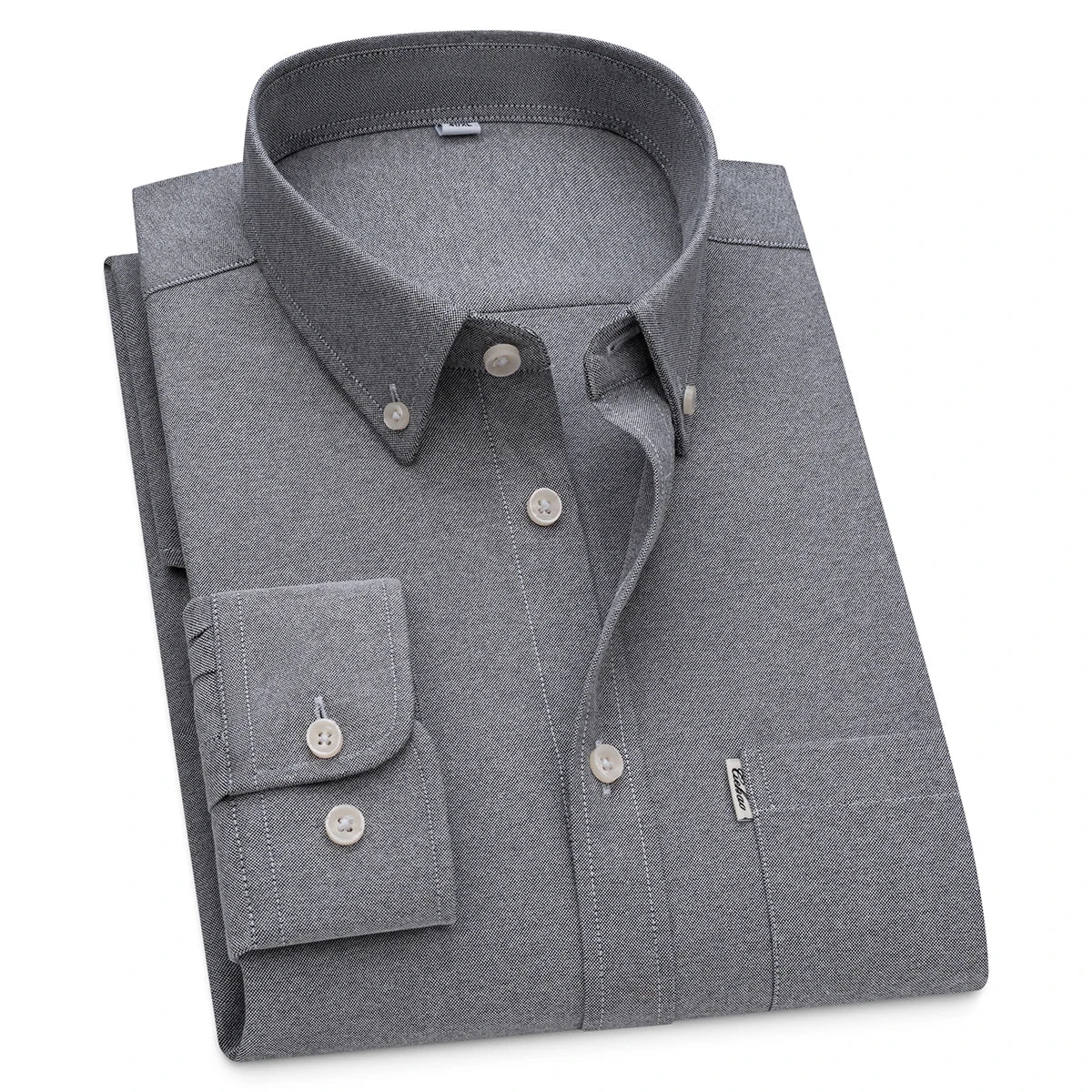 Men's Hard-wearing Comfortable 100% Cotton Long Sleeve Dress Shirt with Pocket, Spring Autumn Casual Oxford Button-Down Shirts