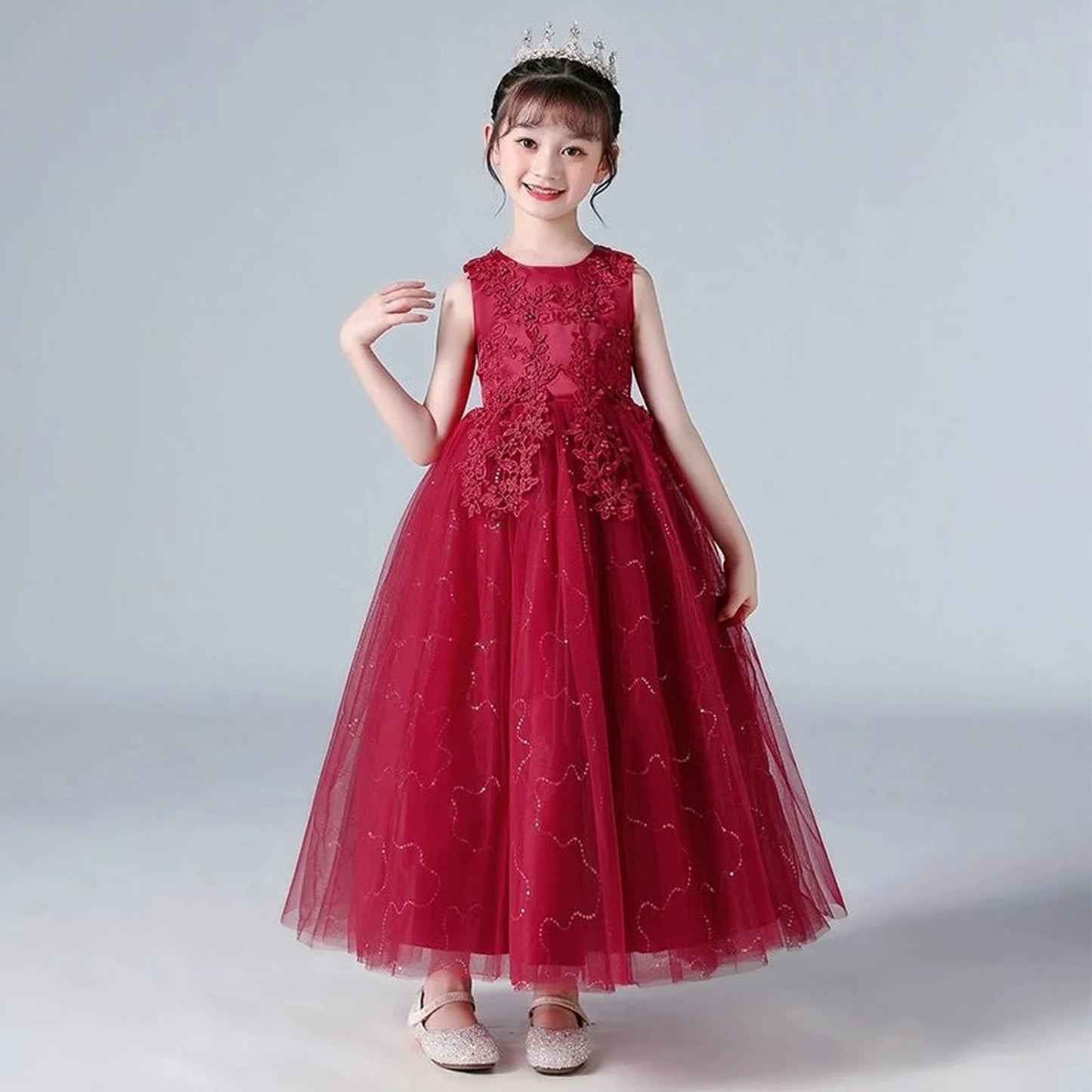 Kids Dresses For Girls Lace Dress Gown Princess Clothes Children Formal Evening Party Flower Girls Wedding Vestidois
