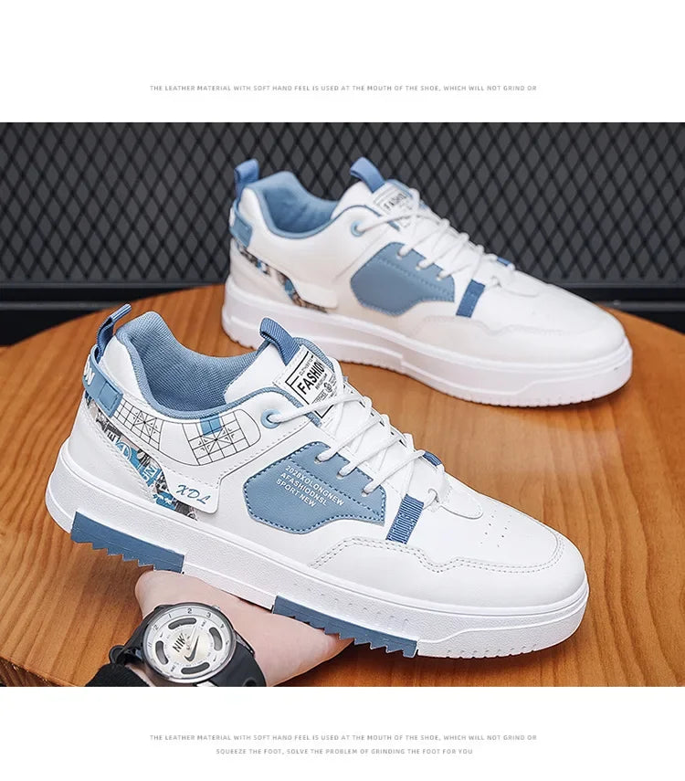 Men's shoes 2024 summer new breathable white shoes men's trendy and versatile thick soled sports board shoes trendy shoes