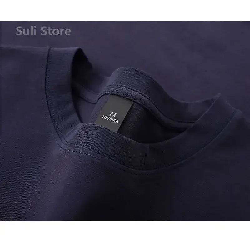 600g Heavy-duty Cotton Short Sleeved T-shirt for Men's Fashion Pure Cotton Thickened Short Sleeved Half Sleeved Tee