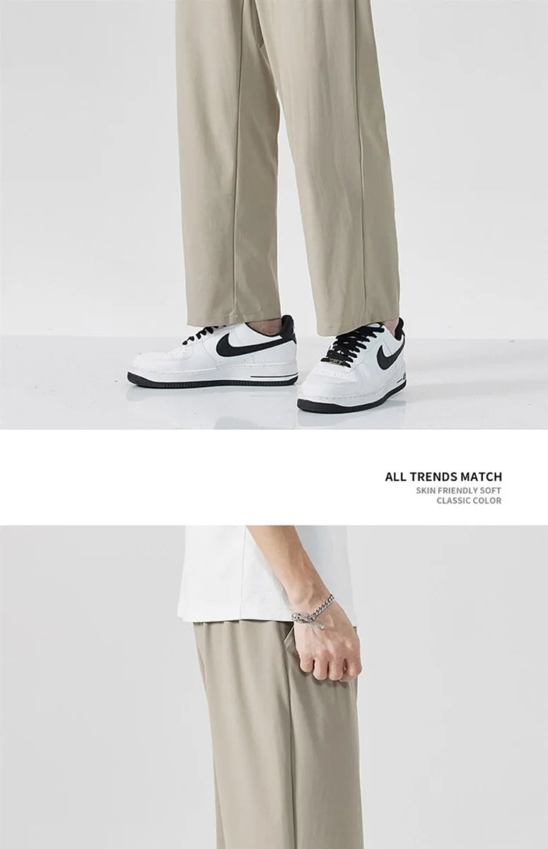 Ice Silk Men's Summer Thin Qui Dry Sports Loose Fit Breathable Long Pants Casual Trousers Youth Active Sle Basic Color