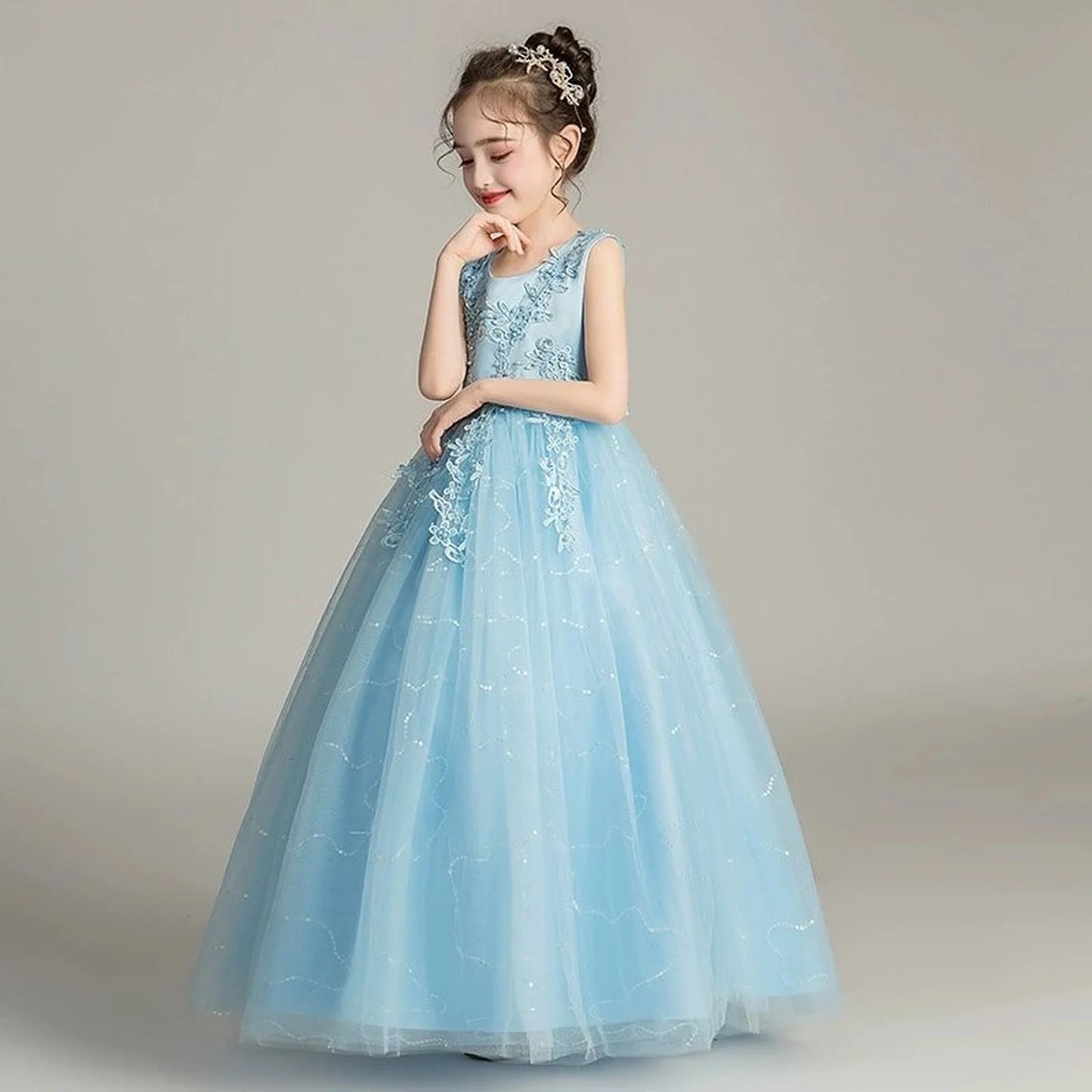 Kids Dresses For Girls Lace Dress Gown Princess Clothes Children Formal Evening Party Flower Girls Wedding Vestidois